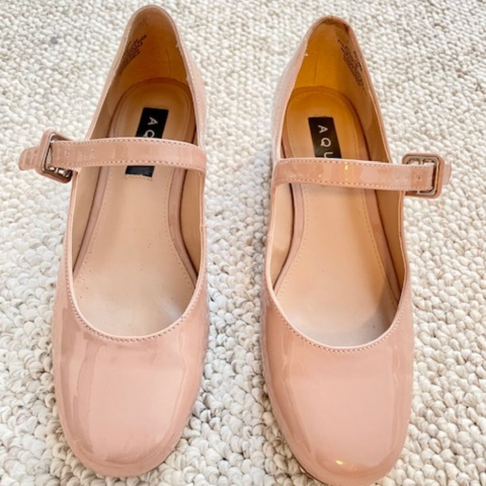 Beige Patent Leather Mary Janes